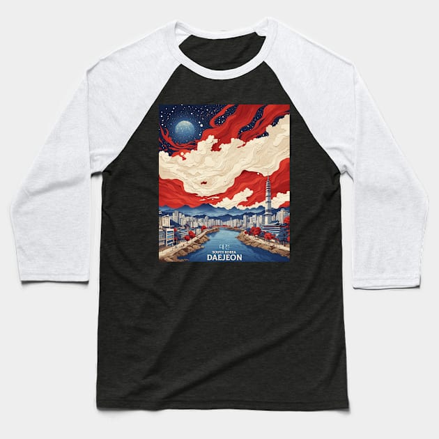 Daejeon South Korea Starry Night Travel Tourism Retro Vintage Baseball T-Shirt by TravelersGems